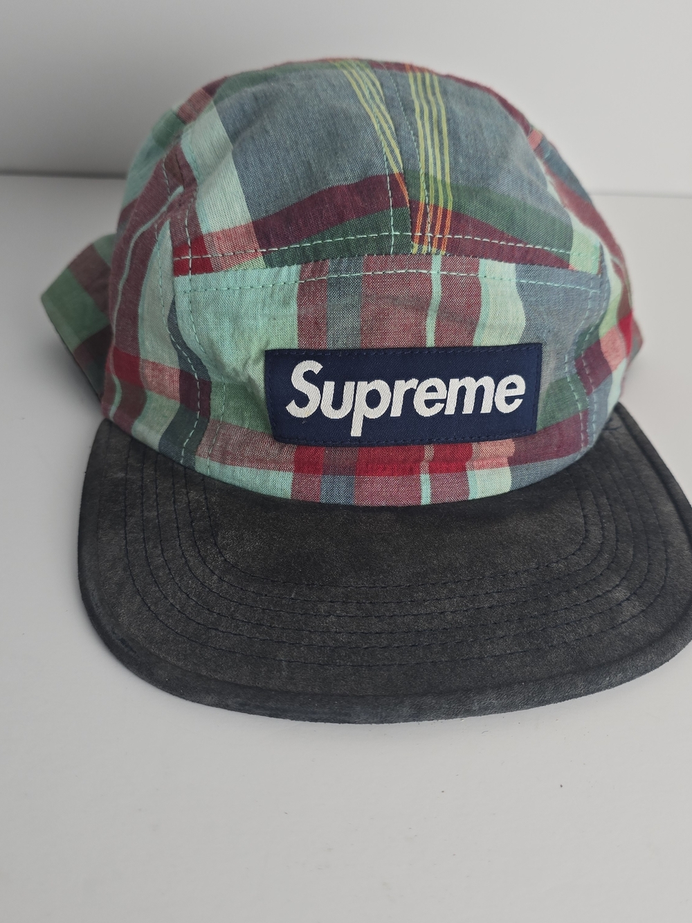 Supreme Multicolor Plaid Camp Cap with Black Brim